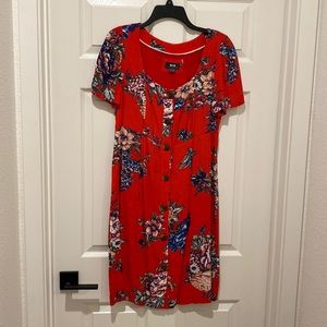 Anthropologie red floral dress